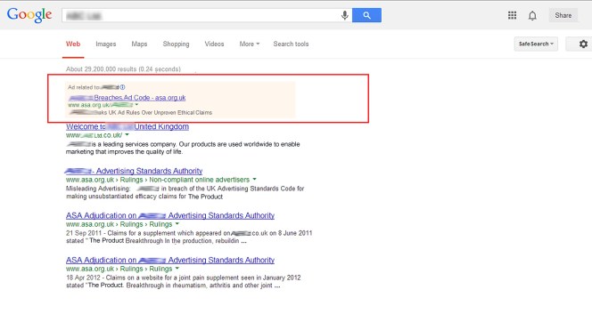 Pay per click non compliant advertiser example